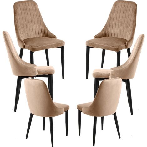 Packs Sillas Comedor - Pack 6 Sillas Kan Terciopelo - Marrón Claro (1/5)