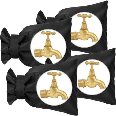 Housse de Robinet pour L'extérieur, 4pcs Couvercle Antigel pour Robinet, Housse de Robinet de Jardin Imperméable, pour la Protection Contre Le Gel en Hiver, 20cm x 15cm (Noir) (1/5)