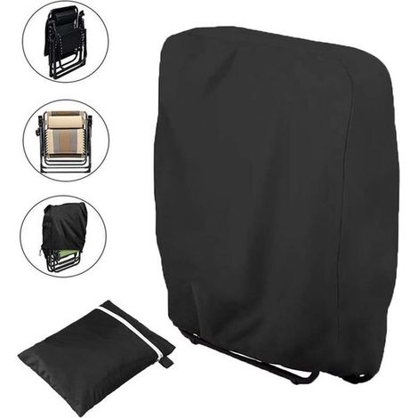 Housse pour transat - 71 x 34 x 110 cm - Noir - Protection pour transat - Housse pour chaise de jardin - Housse pour chaise pliante - Housse pliable (1/5)