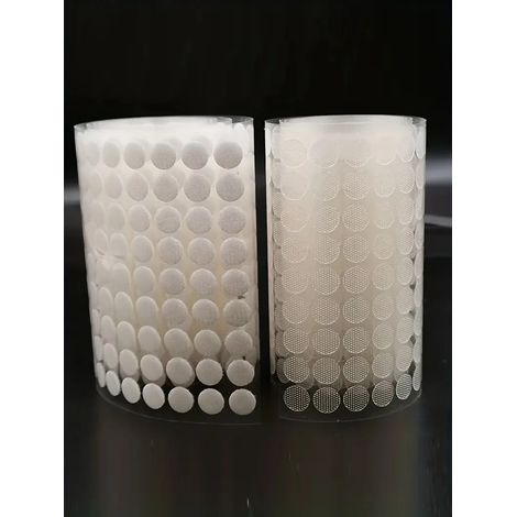 (100 paires) 10 mm - Ruban auto-agrippant transparent ultra-fin et rond de 10 mm pour murs de maternelle (1/5)