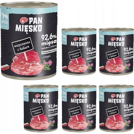 Pan Meat Nassfutter für Hunde, Schweinefleisch mit Wildschwein, 6 x 800 g