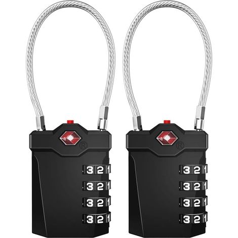 2 pièces de serrure numérique à combinaison à 4 chiffres (noir)