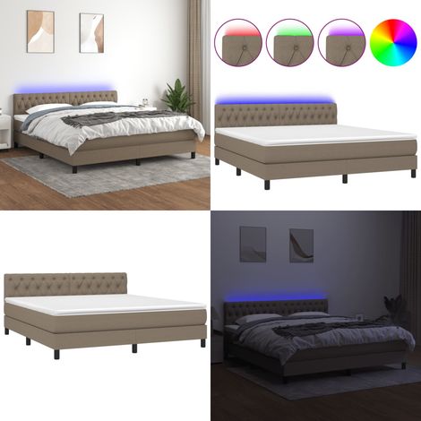 Boxspringbett mit Matratze & LED Taupe 160x200 cm Stoff - Boxspringbett - Doppelbett - Lattenrost - Bettauflage - LED Beleuchtung - Home & Living (1/5)