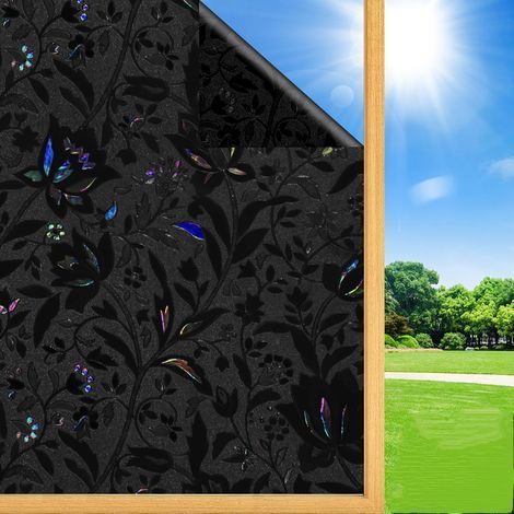 Blackout window film, black glass curtains, blocks interior light, removable blackout film 90 cm x 100 cm (1/5)