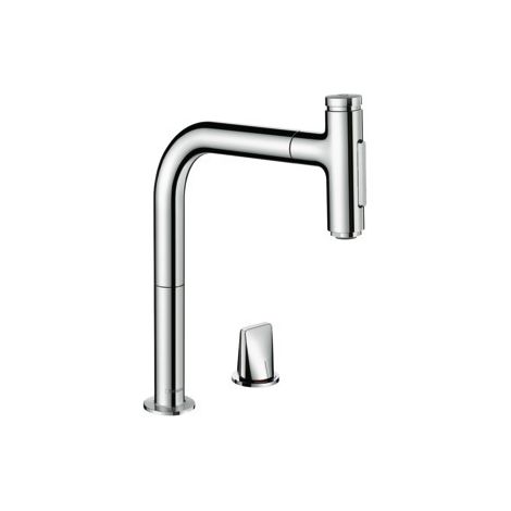 hansgrohe Metris Select 2-Loch-Küchenmischer 73819000 chrom, 2jet, Ausziehbrause (1/5)