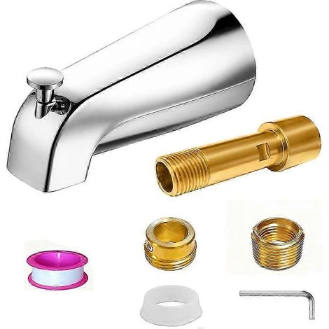 Bec de baignoire en métal chromé avec inverseur, diamètre 13,5 cm (5,3 po), compatible avec les tuyaux en cuivre à emboîtement de 12,7 mm (1/2 po) et les tuyaux filetés AH de 12,7 mm (1/2 po) ou 19 mm (1/4)
