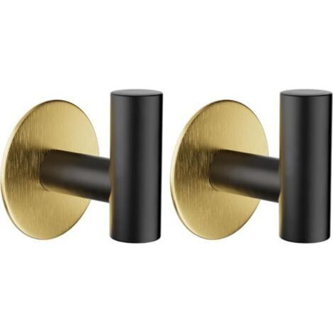 Stück Klebehaken, Bilderaufhängesystem ohne Bohren, selbstklebender Handtuchhakenhalter aus Edelstahl (Schwarzgold) (1/5)