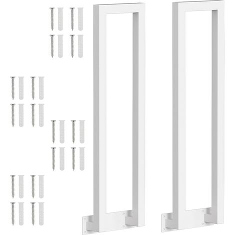 Randaco Barandilla de escalera blanca de 85 cm en forma de U con pasamanos de hierro, barandilla de hierro para interior y exterior, montaje lateral universal