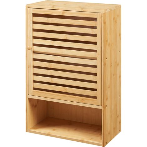 Mobiletto/scaffale da parete per bagno 60 x 40 x 20 cm bambù naturale 030008891