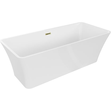 Mexen Tonia freistehende Badewanne 170 x 75 cm, weiß, Überlaufgold - 52171707500-50