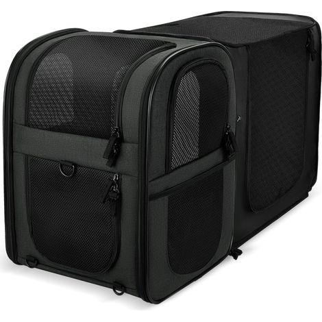 1 Sac à Dos pour Chien et Chat, Extensible, Maille Respirante 360°, Double Fermeture, Randonnée (1/5)