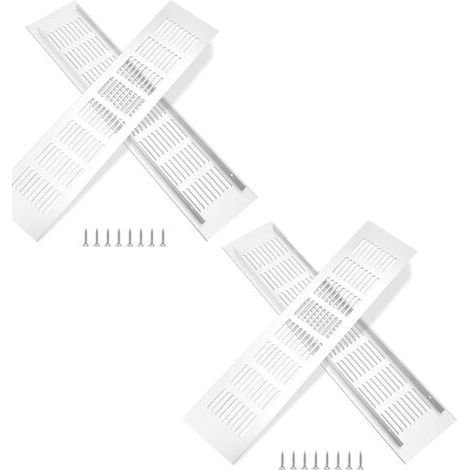 Grille de ventilation en aluminium avec vis, pour la ventilation des placards et des pièces, 35 x 8 cm, argent, 4 pièces (1/5)