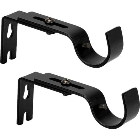 2 Pièces Support de Tringle à Rideaux, Support de Tringle à Rideau Réglable Support pour Tringle à Rideau en Métal pour Tringle à Rideau Fixation de Maison Chambre (noir) (1/4)