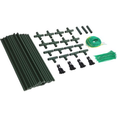 Rosvola Concombre A cadre tuyau en acier Support de plante de jardin extérieur avec filet d'escalade en Nylon pour légumes pois fruits vigne