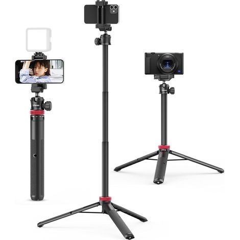 MT-44 147 cm Bluetooth-Selfie-Stick, 2-in-1-Tragstativ für Smartphones und Kameras mit 360°-Kugelkopf, Handyhalterung, 1/4"-Gewinde, Kompaktstativ für Sony, Samsung und iPhone (1/5)