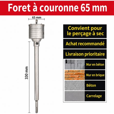 Scie trépan béton maçonnerie carottier pour perforateur kit 65 mm à queue ronde 1 g – Livraison gratuite (1/4)