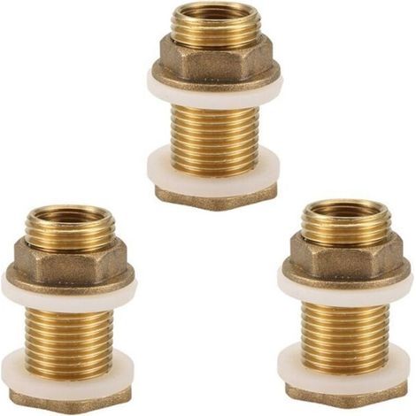 FENOPLASTICARaccord Cloison Laiton 3 Pièces 3 8 Pouce 1 2 Mâle Connecteur Réservoir Eau Fileté Anneau (1/4)