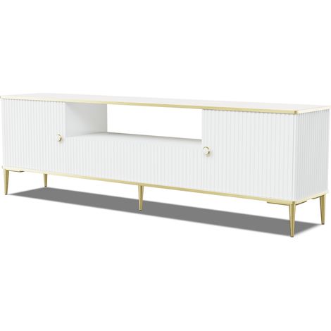 PETRA 180cm 2D1S supporto TV bianco opaco con piedini dorati