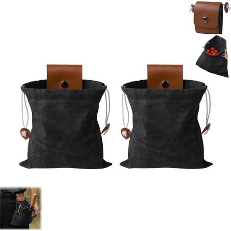 Paquete de 2 bolsas impermeables de lona para recoger fruta, plegables, con cordón, organizadoras para exteriores, ideales para acampar, hacer senderismo y viajar. (1/5)