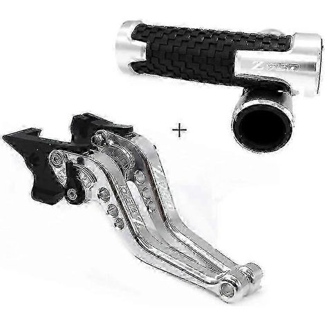 Accessoires moto compatibles avec Kawasaki Z750 Z 750 2007-2012 2011 : leviers de frein et d'embrayage courts, poignées de guidon (argenté-A) (1/5)