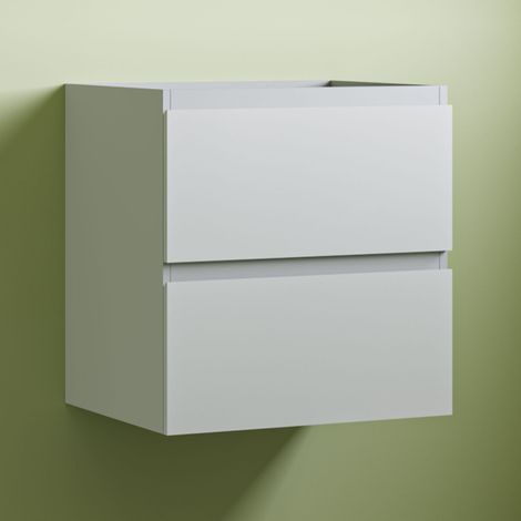 Wall Hung 2 Drawers Bathroom Vanity Unit without Basin Flat Pack - 500mm Matt White