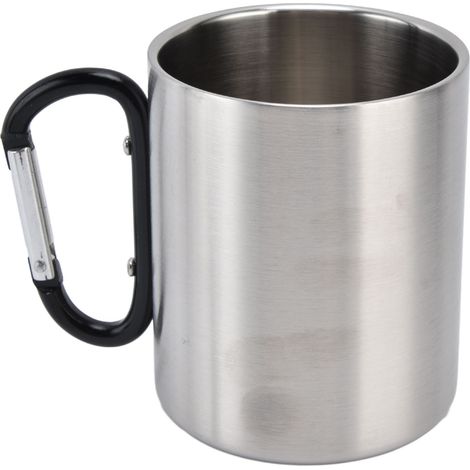 Tasse à café isotherme en acier inoxydable 360ml, double paroi, poignée noire confortable, surface brillante et durable (1/5)