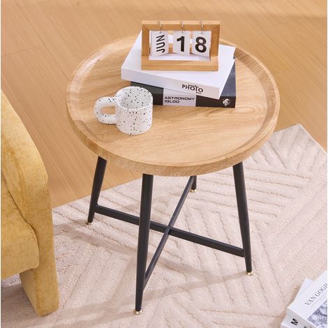 Tisch Wohnzimmertisch rund 55x55x60 cm Holzoptik OKMYHOME (1/5)