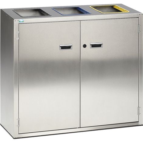 VAR, Poste de tri des déchets, inox, capacité 3 x 90 l, avec