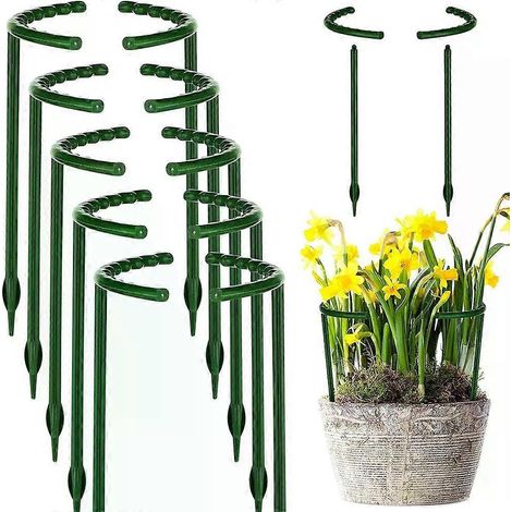 2 Stück Pflanzenstützstäbe – Gewächshausstäbe aus Kunststoff für Bonsai/Blumen/Obstgärten, Gartenstützenhalter mit Clips (1/4)