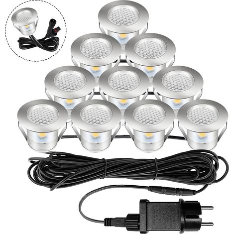 Lot de 10 spot encastrable exterieur Blanc chaud mini spot led encastrable IP67 étanche Convient pour spot escalier l'extérieur intérieur Pont en bois Piscine Terrasse en bois Jardin (1/5)