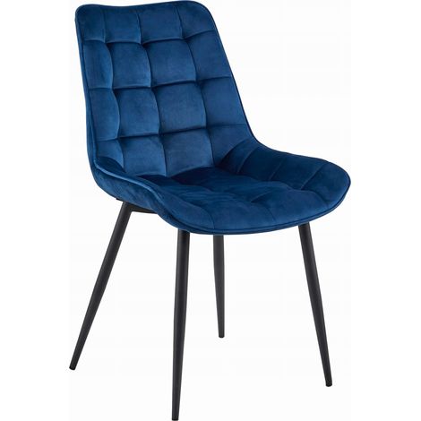 Sedia BERA - velluto blu navy / gambe nere x 1 (1/5)