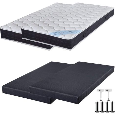 Matelas ressort + Sommier SR9 Deco 2x80x200 Rubis - H. 21 cm - Soutien très ferme (1/5)