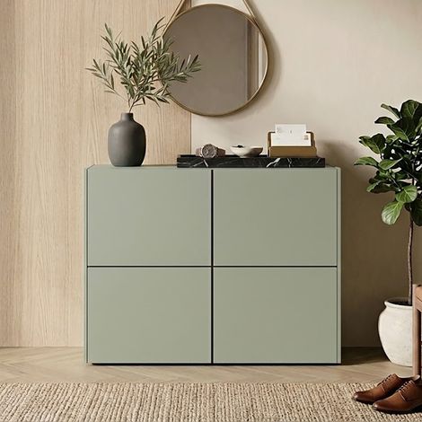Meuble d'entrée 4 portes 97x27x79 cm vert olive - AMKY