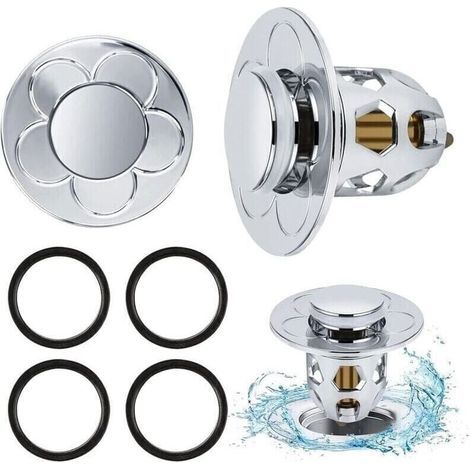 Bouchon d'évier universel (34-40 mm) avec crépine anti-colmatage, bouchon de vidange anti-blocage pour évier de cuisine et baignoire avec récupérateur de cheveux. (1/4)