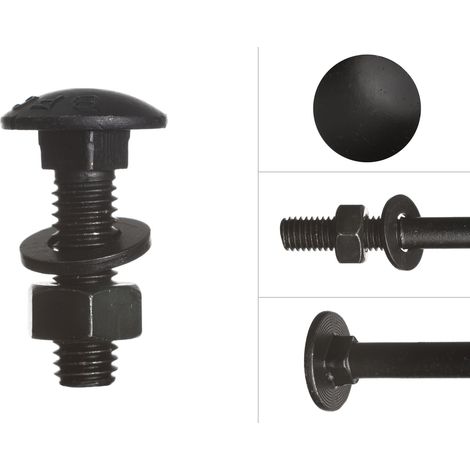 Schlossschrauben mit Mutter und Scheibe verzinkt schwarz M8 x 30