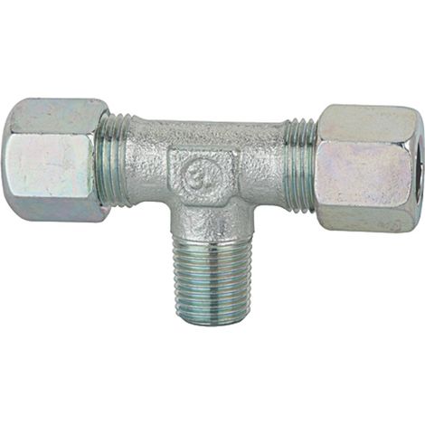Riegler T-Einschraubverschraubung, R 1/8 a., Rohr-Außen-Ø 4, Stahl verz. (1/3)