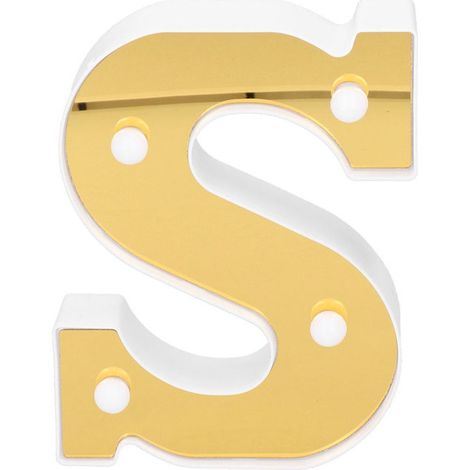 Lettre lumineuse LED dorée S Alphabet Veilleuse pour chambre à coucher Mariage Anniversaire Décoration Blanc chaud