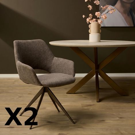 Chaise pivotante marron à accoudoirs (x2) CORTINA (1/5)