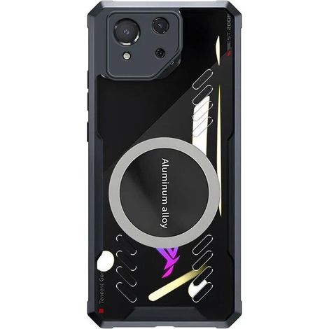 Étui pour Asus ROG Phone 8 Pro, avec plaque magnétique, transparent/noir (1/5)
