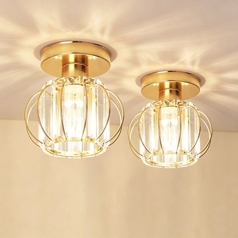 Plafón Redonda Moderna de Vidrio, Diámetro 20 cm, Oro, E27, Fácil de Instalar 2PCS (1/5)