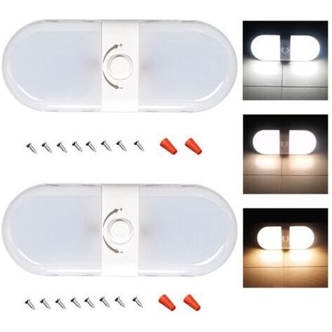 BUNTHAUS LED 12v Éclairage Plafonnier, 2 PCS Lumières Intérieure à LED Lampe Eclairage avec Interrupteur Marche,Lampes de Toit à Intensité Variable spot 12v Led Camping Car,pour Camping-Car, Bateau, C