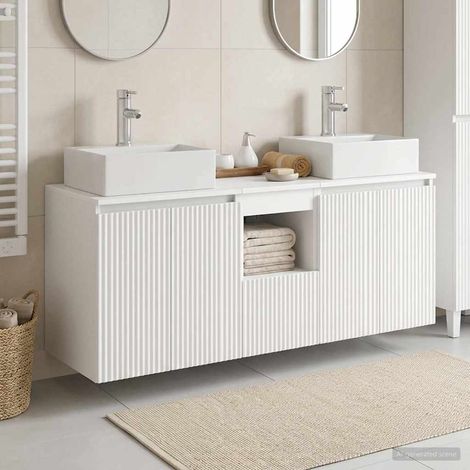 vidaXL Bathroom Cabinet Set 3 pcs White 128 x 41 x 79.5 cm (1/5)