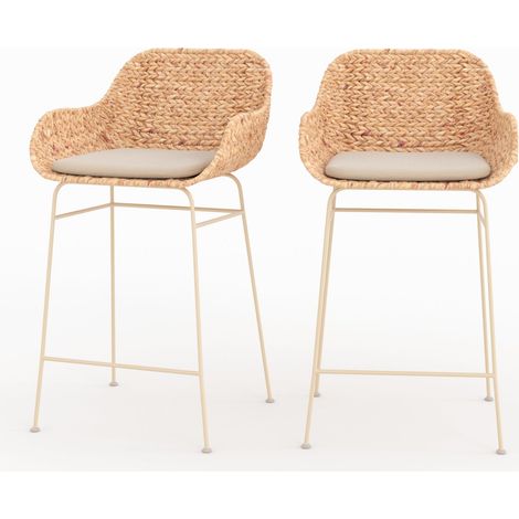 Lot de 2 chaises pour îlot central 66 cm en matière naturelle - Faro (1/5)