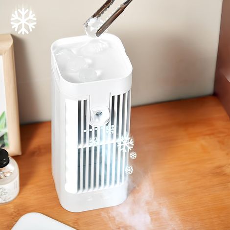 Mini ventilatore con luce notturna - Ventilatore da scrivania portatile - Funzione nebulizzatore - Connessione USB - Dimensioni 8,6×3,3 pollici - Camera da letto - Ufficio - 8,6×3,3 pollici (1/5)