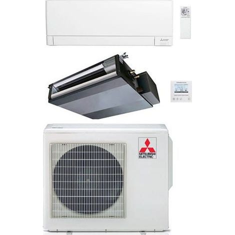 Climatizzatore Condizionatore Mitsubishi MSZ-AY Wi-Fi + Canalizzabile R32 SEZ-M Dual Split Inverter 9000 + 18000 BTU con U.E. MXZ-4F80VF Classe A++/A+