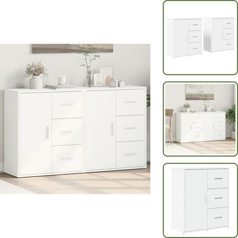 Sideboards 2 Stk. Weiß 60x31x70 cm Holzwerkstoff - Schreibtisch - Wohnzimmermöbel - Regal - Sideboard - Holz Sideboard (1/5)