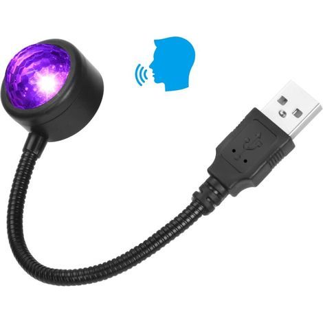 Luce per tetto auto, mini luce LED romantica per interni auto con controllo vocale e 4 colori, 9 modalità operative, lampada USB regolabile plug and play per auto/casa/feste (1/4)