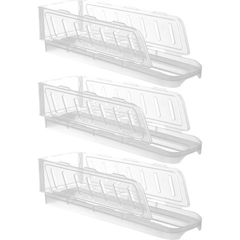 Soporte transparente de 3 niveles para huevos con ruedas – Desmontable, libre de BPA, con función de giro automático, 26 x 6,9 x 17,7 cm (1/5)
