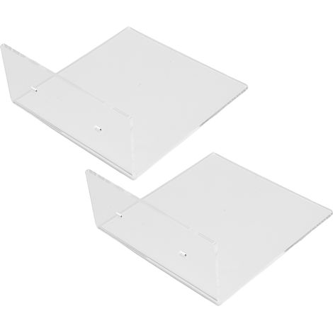 Lot de 2 étagères suspendues murales en acrylique transparentes rangement mini autocollant pour plantes collections déco chambre (1/5)