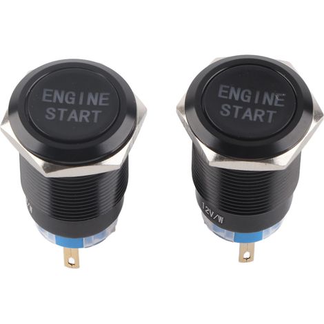 Bouton de démarrage moteur 12V étanche en alliage d'aluminium zinc noir (1/5)